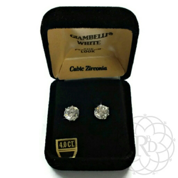 Vintage Jewelry - Vintage Giambelli White 4.0Ct Cubic Earrings