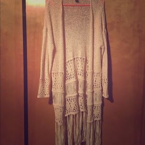 Cream knit long vest