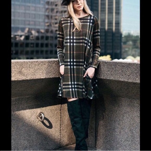 New Chic Plaid Tunic Swing Dress - Picture 4 of 4