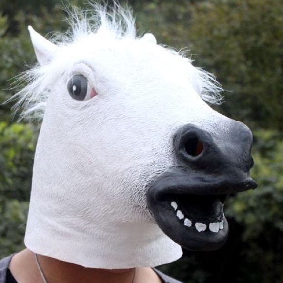 Creepy White horse head mask.