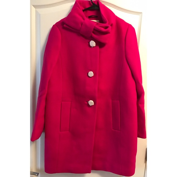 Pink Kate Spade New York Bow Neck Wool Blend Coat - Picture 2 of 4