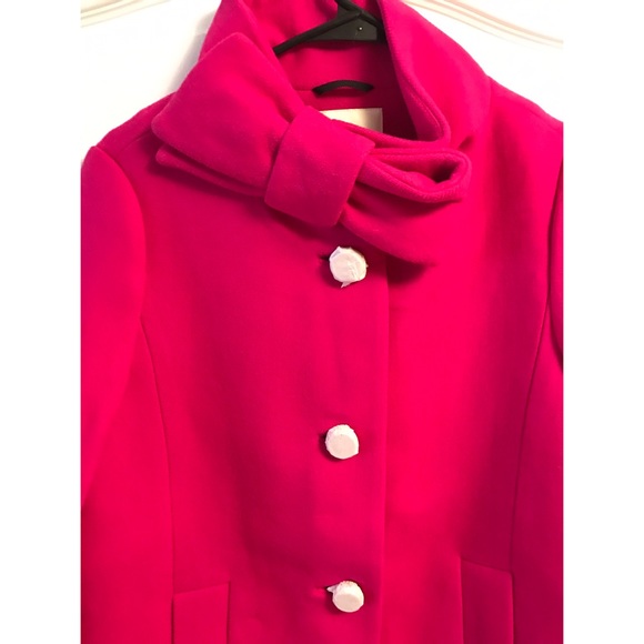 Pink Kate Spade New York Bow Neck Wool Blend Coat - Picture 3 of 4