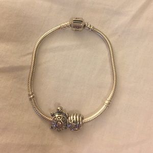 Pandora Bracelet with Seashell and Turtle Charm