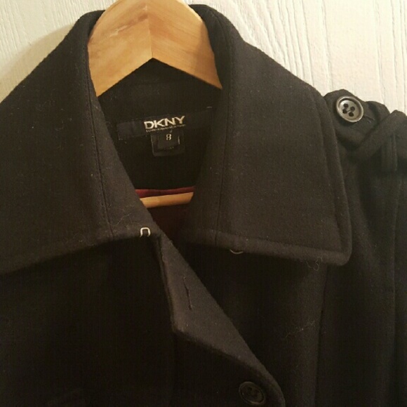 Black DKNY Button Down Coat size 8_3