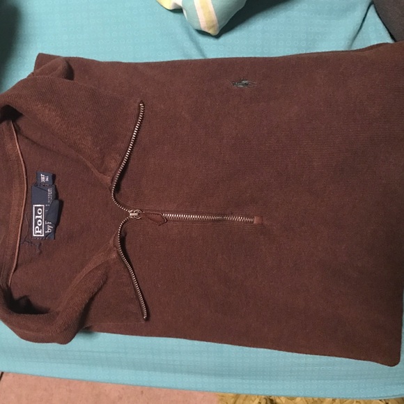 Men's Polo Brown Half-zip Sweater