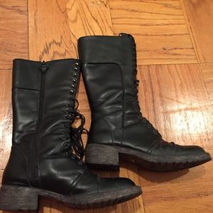 Nine West black lace up combat boot