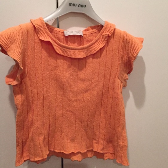 Miu miu tangerine crop knit top