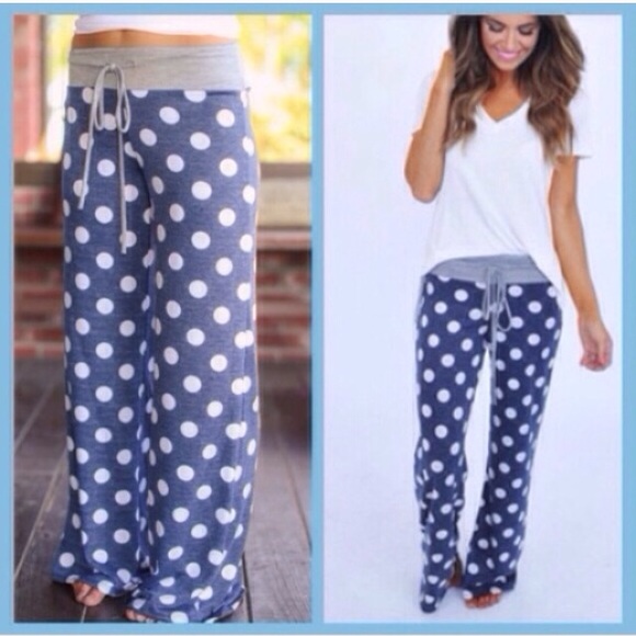 ❣️LAST-BROWN❣️ Polka Dot Lounge Foldover Pants - Picture 3 of 4