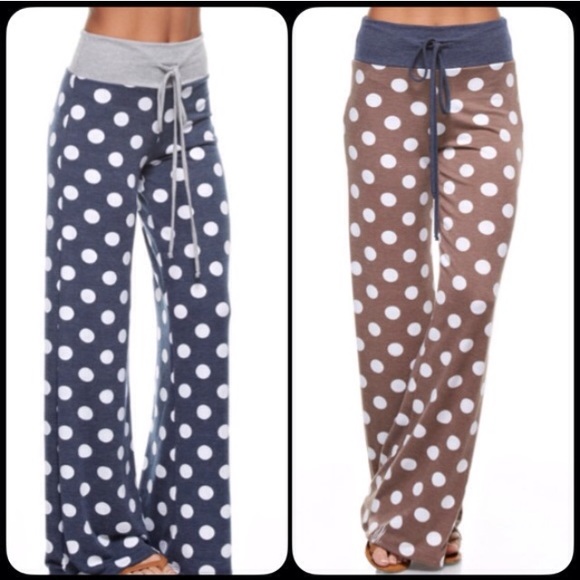 ❣️LAST-BROWN❣️ Polka Dot Lounge Foldover Pants - Picture 4 of 4