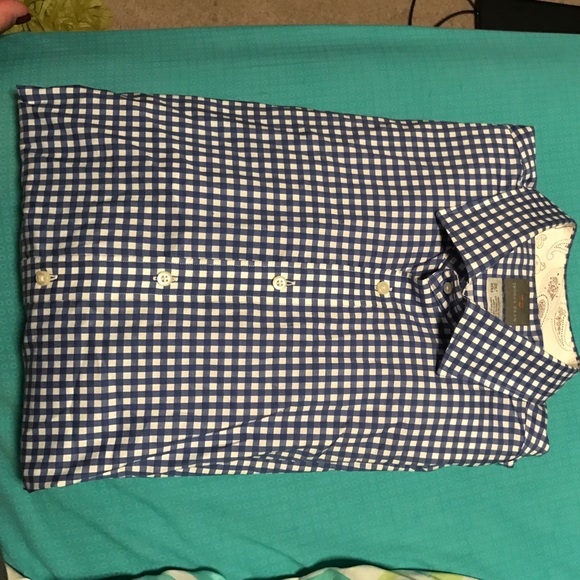 Thomas Dean baby blue & white plaid long sleeve!