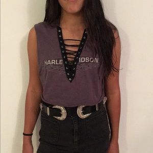 LF look-a-like lace-up HARLEY DAVIDSON crop top