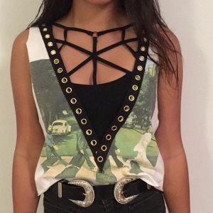 LF lookalike BEATLES lace-up tank & bra bundle