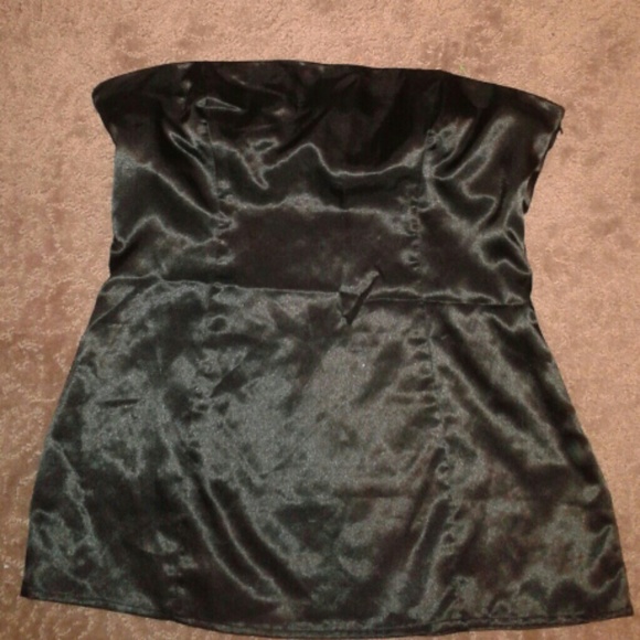 Bebe black satin strapless top