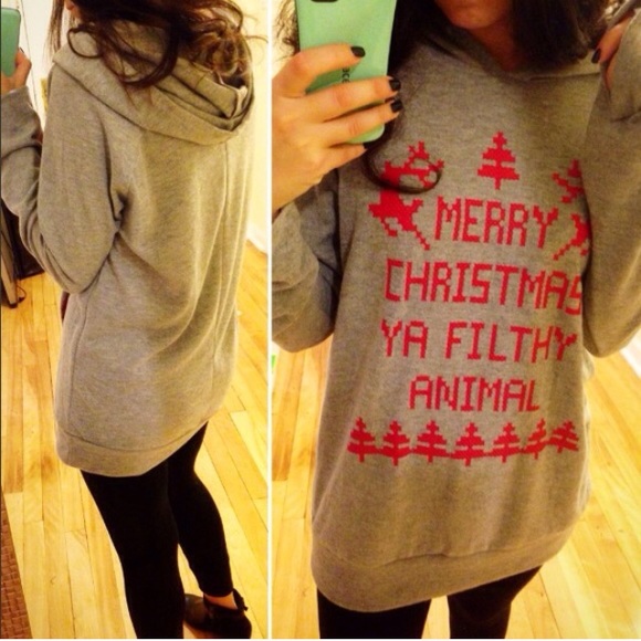 ❣️LAST-L❣️ Gray Merry Christmas Ya Filthy Animal - Picture 3 of 3