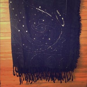 Black and Navy sequin pashmina/scarf