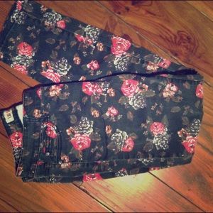 Black floral jeans