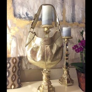 Metallic Gold Coach Handbag