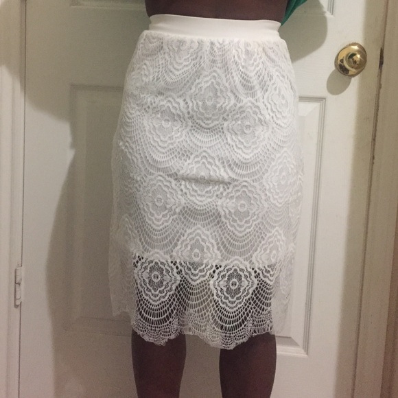 White lace skirt