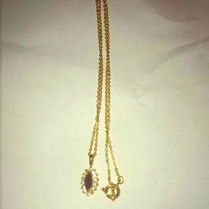 Women's Ruby & Diamond Pendant W/ Chain