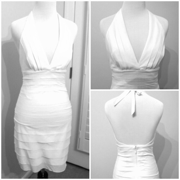 BCBGMaxAzria Dresses & Skirts - BCBG MAXAZRIA White tier layered halter dress 2
