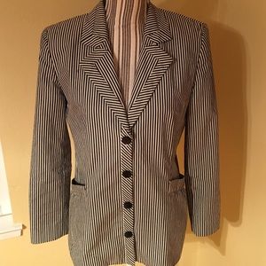 Vintage Black White Striped Blazer