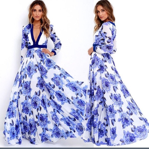 Dresses & Skirts - Ethereal Blue & White Romantic Maxi Dress
