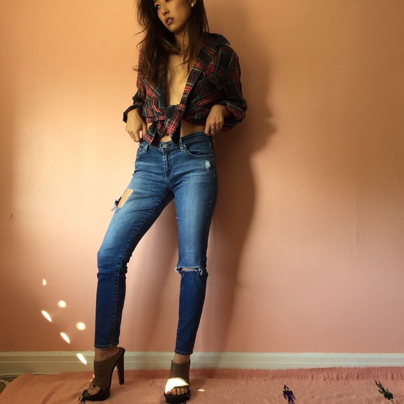 AG Jeans Super Skinny Ankle Distressed Denim Jeans