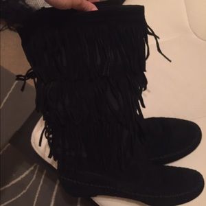Black Fringe Boots