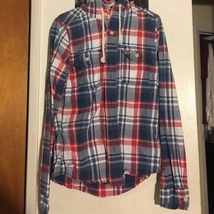 Long sleeve button down w/ hoodie ❤️💙