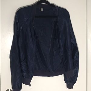 SOLD* AMERICAN APPAREL NAVY SATIN CHARMEUSE BOMBER
