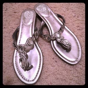 Vince Camuto Silver Bejeweled Sandals