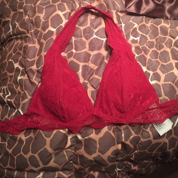Red lace A&F halter bralette
