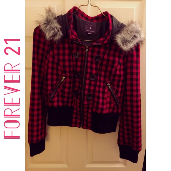 Forever 21 Plaid Hooded Jacket