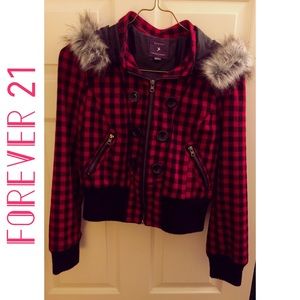 Forever 21 Plaid Hooded Jacket