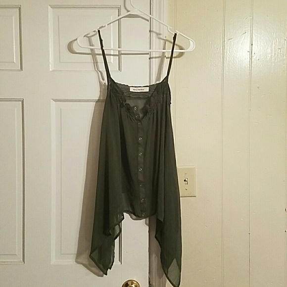 Olive colored flowy tank