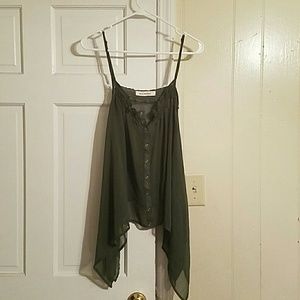 Olive colored flowy tank