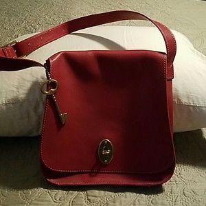 Fossil Red Leather Shoulder Bag