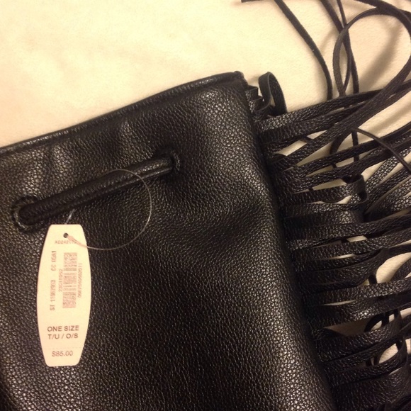 💕 VICTORIA SECRET Black Leather Drawstring Tote💕 - Picture 4 of 4