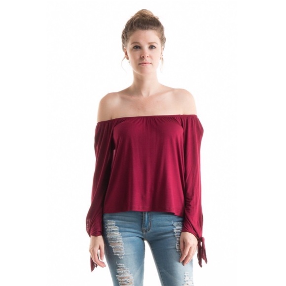 Burgundy Off Shoulder Top