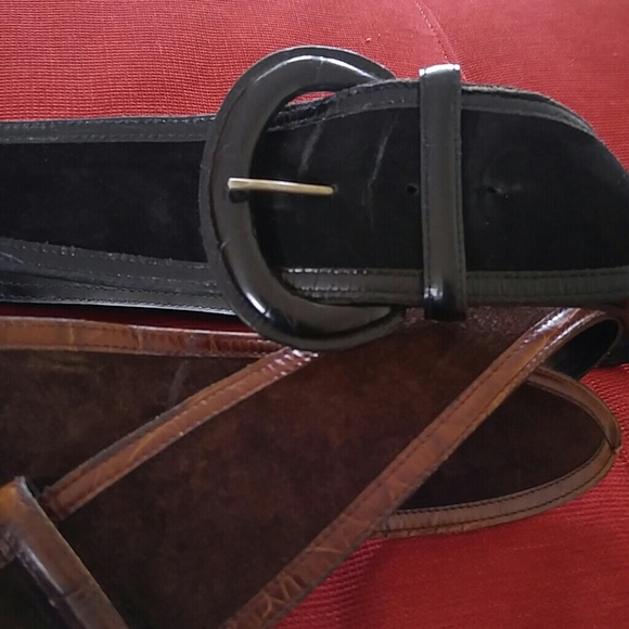 2 AVIGNON Suede & Croc Leather Belts