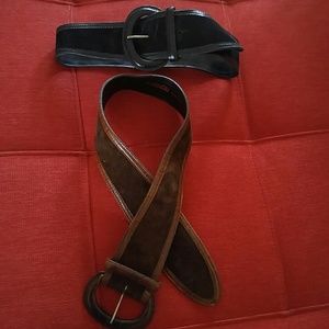 2 AVIGNON Suede & Croc Leather Belts