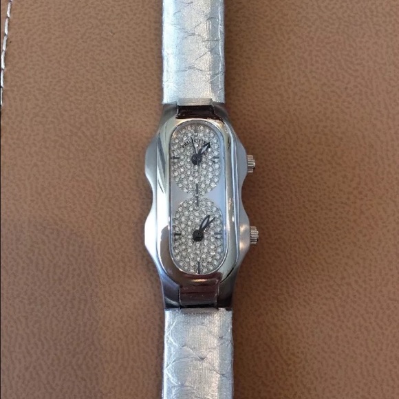 Philip Stein Watch Double Pave Mini W/ Silver Band