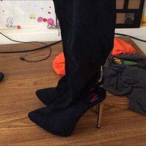 Knee high open heeled heels