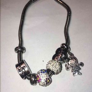 Women's Silver Charm Bracelet w/ 7 Charms