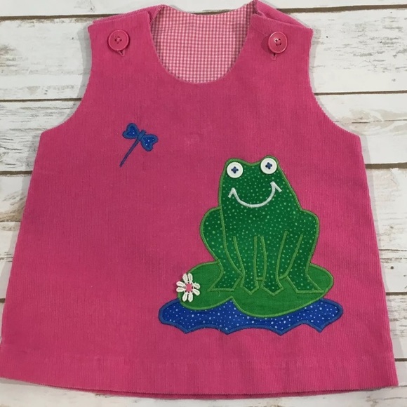 Vintage Other - Vintage Bright Pink Corduroy Frog A-Line Top
