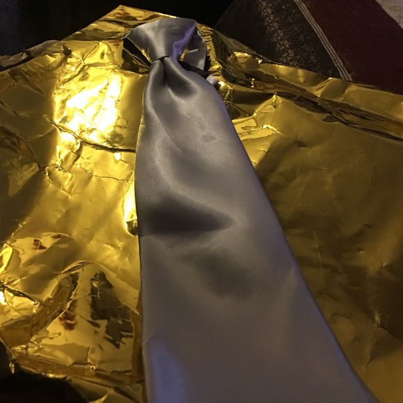 Silver Mens Necktie 3.5” Satin Finish Polyester.