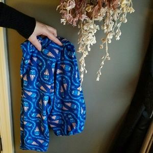 LuLaRoe OS blue vine flower leggings
