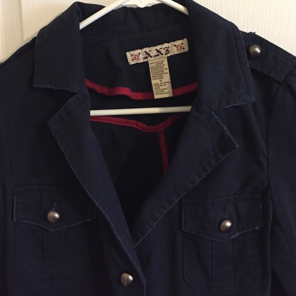 Navy blue distressed army jacket - Picture 2 of 4