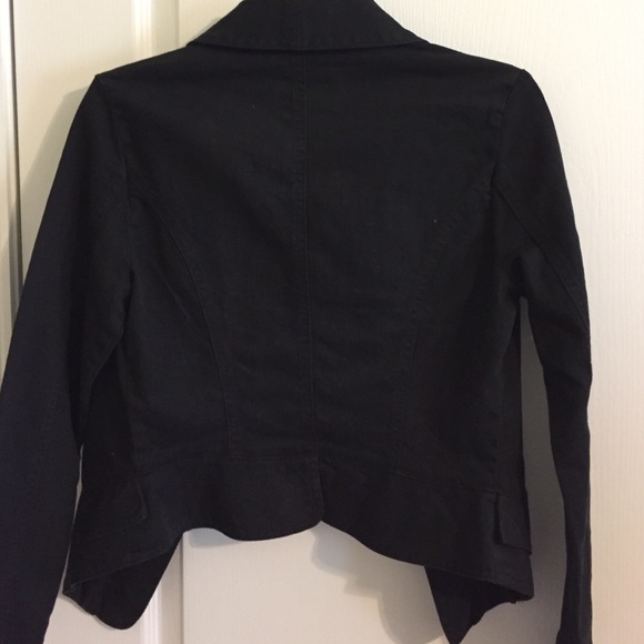 Black cropped open Jean jacket - Picture 3 of 3