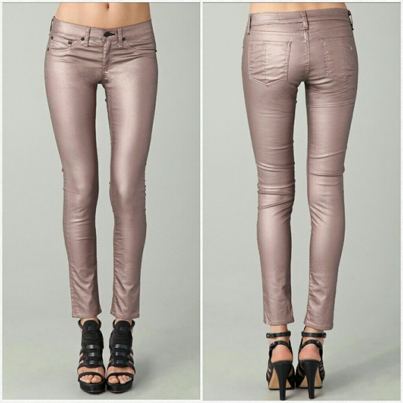 rag & bone jean leggings in metallic rose